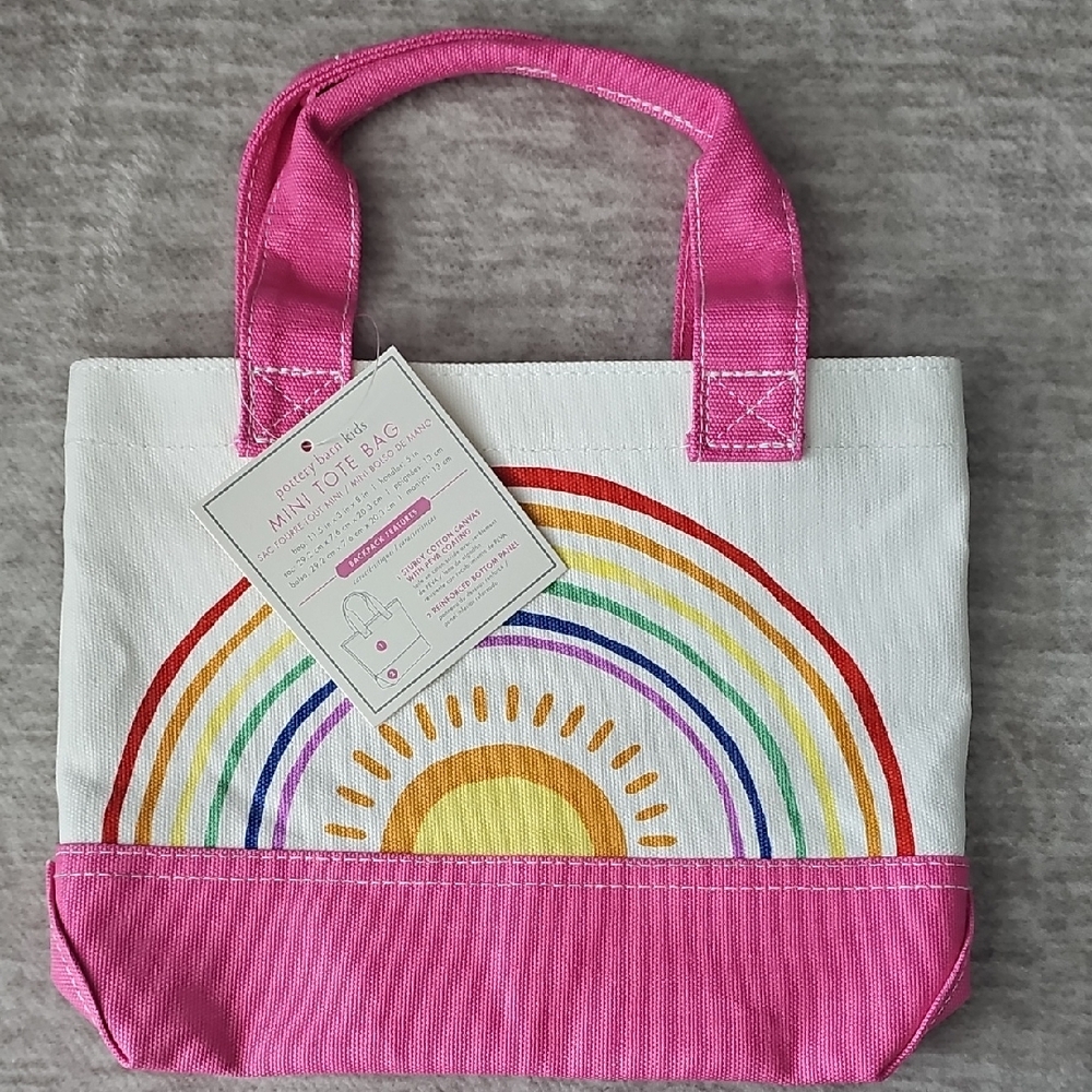 Pottery Barn Kids Pink and White Rainbow Tote Bag